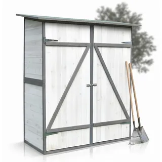 Mucola Gerätehaus Geräteschuppen Gartenschrank Geräteschrank XXL Holz Gartenhaus Schuppen Garten Stauraum Haus Schrank - Weiß/Grau - Grau