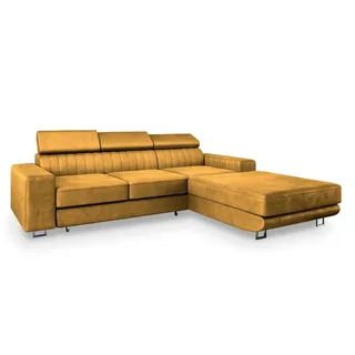 masseno Ecksofa Noto R-S mit Schlaffunktion L-Form, Sofa mit Bettkasten, Wohnzimmersofa, Couch, Soffa, Bettsofa, Couchgarnitur- Gelb, MONOLITH 48 - Gelb