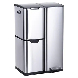 Abfalleimer, 3 Fächer, 60 l, Edelstahl