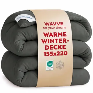 WAVVE Bettdecke 155x220 cm Winterdecke Warm, Steppdecke Winter 450gsm Mikrofaser Duvet 155x220cm, Weiche Kuschelige Steppbettdecke 155 x 220 Grau