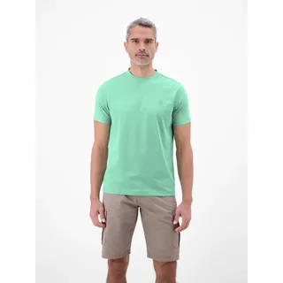 T-Shirt LERROS, Herren, Gr. L, mint water, Web, Obermaterial: 75% Baumwolle, 25% Polyester, unifarben, regular fit normal, Rundhals, gerader Abschluss, Shirts T-Shirt, mit Logo Stickerei