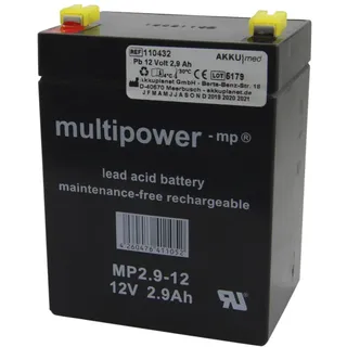 AKKUmed Blei Akku passend für Hill Rom/ Liko Lifter Golvo 7000es 7007/ Sabina/ Viking M - 12 V 2900 mAh 79x55,5x107 mm