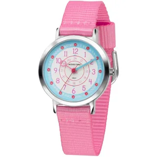 JACQUES FAREL Kinder-Armbanduhr Analog Quarz Mädchen Textilband KOP 04 rosa