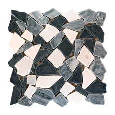 Mosaikmatte Polygonal Schwarz Grau Weiß 30 cm x 30 cm