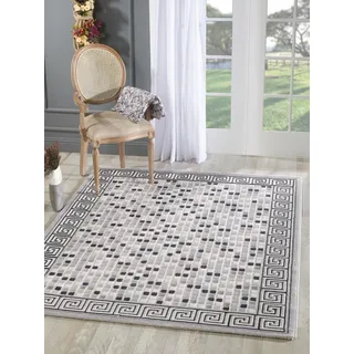 Teppich SANAT "Harmony 3207, auch als Läufer" Gr. 3, grau (hellgrau), B:120cm H:12mm L:160cm, Kunstfaser, Teppiche, Teppich, Wohnzimmer, Kurzflor, modern, Karo, Schlafzimmer