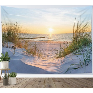 LB Wandteppich Natur Wandtuch Sonnenuntergang am Meer Wandbehang Sommer Landschaft Tapisserie für Wohnzimmer Schlafzimmer Wohnheim Wanddeko,235x180cm