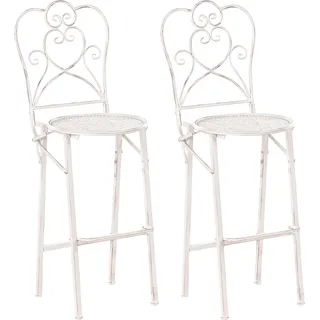 BELIANI Barstuhl 2er Set Hellbeige Metall Klappbar Antik-Optik Vintage-Optik Romantischer Französischer Pariser Stil Ohne Armlehne Balkon Garten - Beige