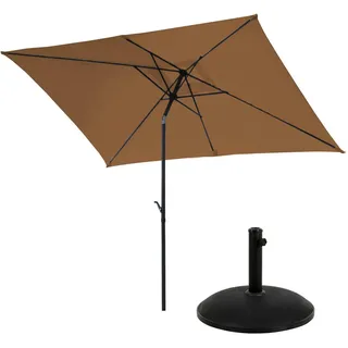 Svita Sonnenschirm Set mit Ständer Taupe , Textil , Rechteckig , 200x300 cm , Sonnenschutz, Sonnenschirme