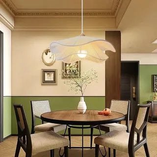 PANNN Bohemian Gewebte Pendelleuchte Lampenschirm Aus Hanfseil LED Deckenleuchte Kronleuchter Für Den Esstisch Vintage Hängelampe Im Landhausstil Geeignet Für Kücheninsel Wohnzimmer Schlafzimmer(B)