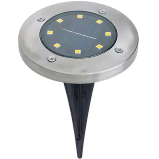 NÄVE Solar-Bodenleuchte Edelstahl 14 cm 6er Set grau