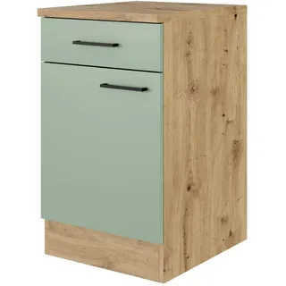 FlexWell Küchenunterschrank , Grün, Eiche Artisan , Metall , 1 Fächer , 1 Schublade(n) Schubladen , einzeln stellbar , 50x85x57 cm , Made in Germany , individuell planbar , Küchen, Küchenmöbel, Küchenschränke, Küchenunterschränke