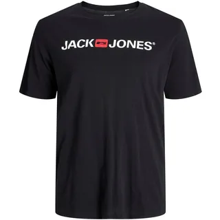 JACK & JONES Herren Rundhals T-Shirt JJECORP Logo Übergrößen Kurzarm Jersey Plus +Size Shirt, Farben:Schwarz, Größe:3XL