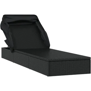 vidaXL Sonnenliege mit Kissen 182 x 118 x 63 cm Schwarz