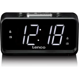 Lenco CR-28BK - Radiowecker mit manueller Dimmfunktion, Nachtlicht und hellem LED-Display - Schwarz - Schwarz