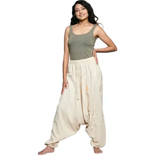 Haremshose Pumphose Aladinhose Pluderhose Yoga Goa Sarouel Baggy Freizeithose Singharaja Damen, Beige - Beige