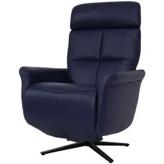 MCW Relaxsessel Leder 82 x 110 x 153 cm Blau mit Liegeposition