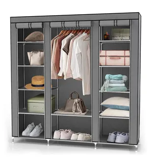 Intirilife Kleiderschrank Faltbar , Textil , 45x175x150 cm , Schlafzimmer, Kleiderschränke, Stoffschrank