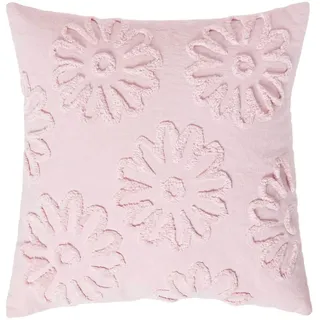 Homescapes Dekokissen Tufted 45/45 cm rosa mit Blumen , Rosa , Textil , Grafikmuster , Füllung: Polyester , Quadratisch , 45x45 cm , Oeko-Tex® , Heimtextilien, Wohntextilien, Kissen, Zierkissen