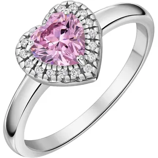 Fingerring FIRETTI "Schmuck Geschenk Silber 925 Damenring Ring Herz" Gr. 62, silberfarben, pink, kristallweiß, Fingerringe, Damen, 62, Silber 925 (Sterlingsilber), 2mm, Fingerring, mit Zirkonia (synth.)