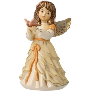 GOEBEL X-Mas Engels-Figur Bring Mir Glück aus Steingut mit Swarovski-Sternen Mehrfarbig, Maße: 8,5cm x 8cm x 15cm, 41-635-07-1, Champagner