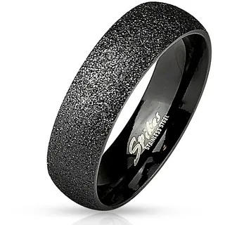 Bungsa 60 (19.1) Sandgestrahlter Schwarzer Ring Edelstahl Frauen & Männer 49-70 (Herren Damen Fingerring Partnerringe Verlobungsringe Trauringe Damenring Edelstahlring Diamant Optik Glitter Glitzer