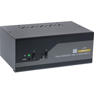 InLine KVM Desktop Switch, 2-fach, Dual Monitor, HDMI, 4K, USB 3.0, Audio