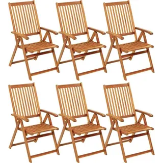 vidaXL Klappbare Gartenstühle 6 Stk. mit Auflagen Massivholz Akazie - Blau