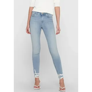 Only »ONLBLUSH MID SK ANK RAW« mit leicht ausgefranstem Beinabschluss, blau
