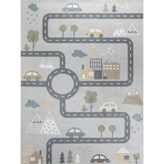 Livabliss Kinderteppich Maschinenwaschbar 120/170 cm Dunkelgrau , Textil , Grafikmuster , Rechteckig , 120x170 cm , Oeko-Tex® Standard 100 , in verschiedenen Größen erhältlich , Teppiche und Böden, Teppiche, Kinderteppiche