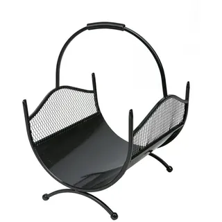 Kaminholzkorb Metall schwarz Kaminholzständer modern loft antik mit Griff
