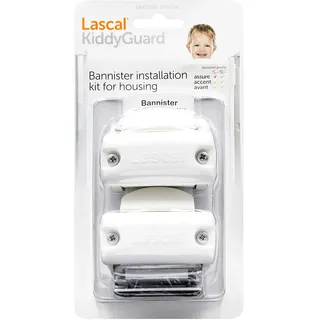 Lascal KiddyGuard Avant/Accent/Assure Rohrhalterung Set für Rollgehäuse, Stangenhalterung für runde oder eckige Geländer bis 50 mm Durchmesser, 2er-Set Rohrschellen, weiß