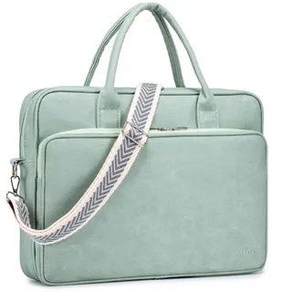 SUCIKORIO Laptoptasche Damen Leder 15,6 Zoll, Wasserdicht Arbeitstasche Damen Elegant Lehrertasche Groß Laptop Aktentaschen Leder Mit Vielen Fächern Briefcases für Arbeit, Schul, Büro, Frauen