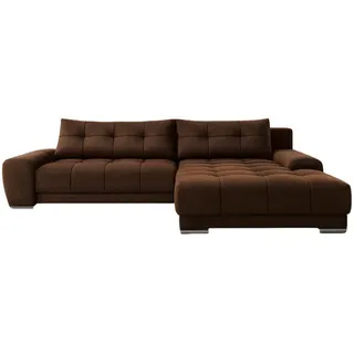 Kaiser Möbel Ecksofa Wave Mit Schlaffunktion, Stoff Soro, Braun Rechts , Holz , 281x105 cm , Wohnzimmer, Sofas & Couches, Wohnlandschaften, Ecksofas