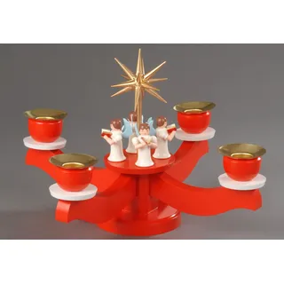 Albin Preissler Adventsleuchter »mit 4 stehenden Engeln, Handwerkskunst aus dem Erzgebirge« Weihnachtsdeko aus Holz, rot