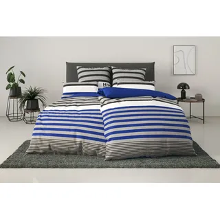 OTTO home Majoran Gestreift Polycotton Blau 155 x 220 cm + 2 x 80 x 80 cm