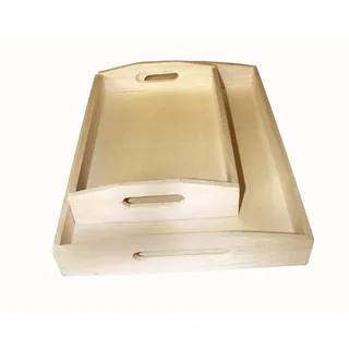 Rayher 6208400 Holz-Tablett-Set, 2 Größen, 30x20 cm, 39x28 cm