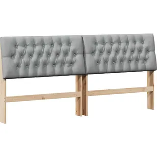 vidaXL Gepolstertes Kopfteil Hellgrau 180 cm Massives Kiefernholz - Braun