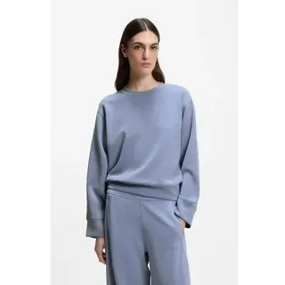 BOSS für Damen. 50553478 Sweatshirt in lockerer Passform mit gesticktem Logo blau (XS), Heimtextilien, Baumwolle, Langarm