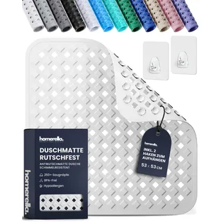 homerella Duschmatte rutschfest 53x53cm Antirutschmatte Dusche inkl 2 Haken