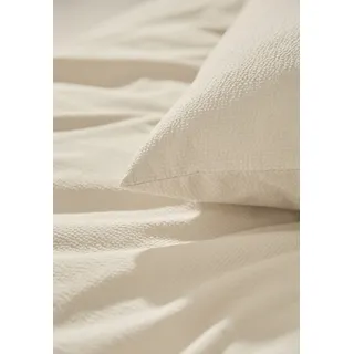 MOONLIGHT Bettwäsche »UNI, Seersucker, 100 % Baumwolle« 2 Stk. tlg. mit Hotelverschluss, beige