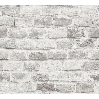 A.S. Création Steintapete Grau - A.S. Création Bricks & Stones 388144 Vliestapete Steinoptik 0.53 x 10.05 m Hellgrau Wohnzimmer Schlafzimmer Flur Küche Esszimmer
