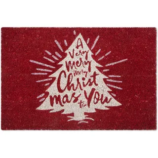 Excelsa Frohe Weihnachten Eingangstürmatte, Kokosfaser, rot, 40 x 60 cm