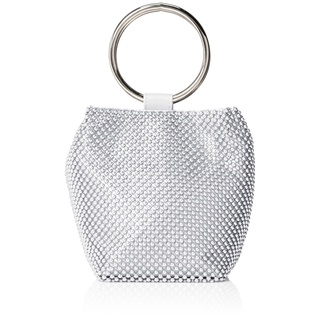 Jessica McClintock Damen Womens Gwen Ball Mesh Ring Wristlet Pouch Clutch Handtasche, Silber