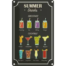 Blechschild 20x30 cm - Drinks Summer Smoothies Cocktails