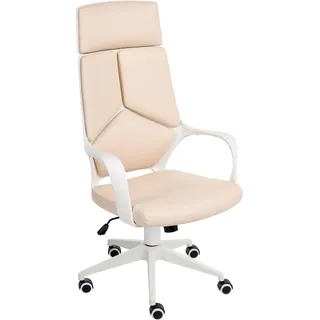 BELIANI Bürostuhl Hellbeige und Weiß Kunstleder Höhenverstellbar Drehbar mit Armlehnen Bremsbaren Rollen Modern Arbeitszimmer Drehstuhl Arbeitsstuhl - Beige, Weiß