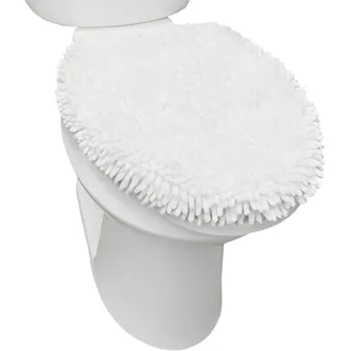 SoHome Spa Step Luxus Plüsch Chenille Shag Maschinenwaschbar Ultra Soft Standard Toilettendeckel Bezug 47 x 49,8 cm Weiß
