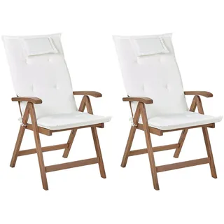 Beliani Gartenstuhl 54 x 69 x 105 cm dunkelbraun/creme 2 St.