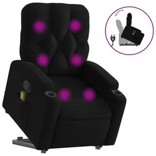 Massagesessel mit Aufstehhilfe Schwarz Stoff - Schwarz