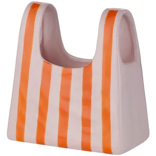 Butlers Kermaikvase Shoppiung Bag , Orange, Beige , Stein , 22 cm , Dekoration, Vasen, Keramikvasen