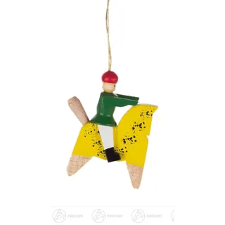 Baumschmuck Behang "sonneberger reiterlein" Pferd gelb Reiter grün 2,5cmx4cmx1